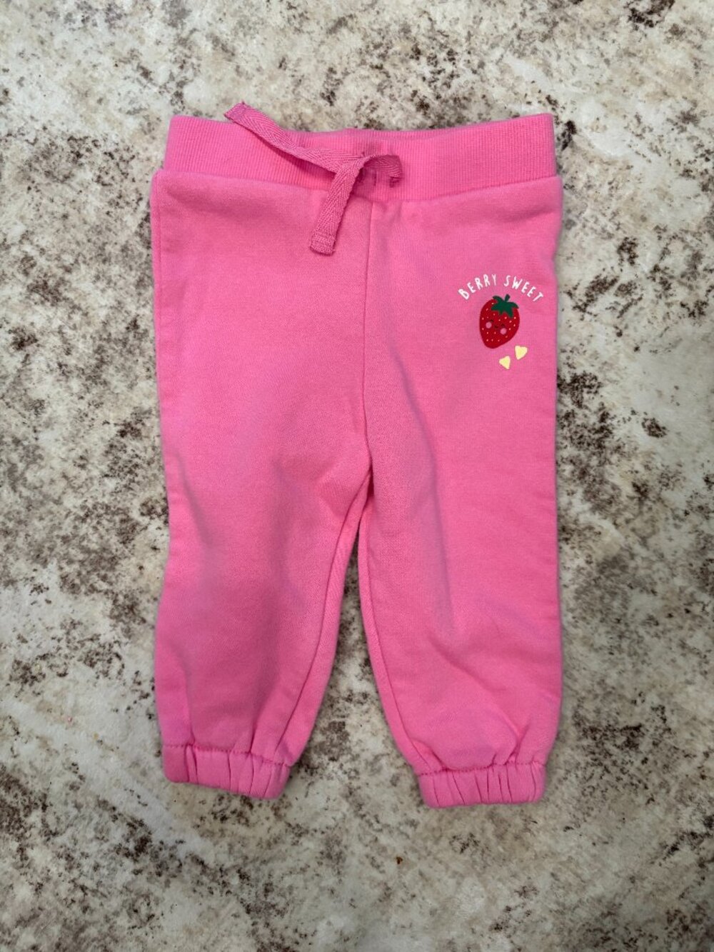 Primark Baby Girl Pink Berry Sweet Strawberry Fleece Joggers Size 6-9M